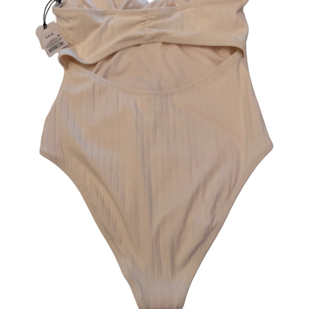 Shade & Shore Swimsuit Women's S (4-6) Off White Ribbed One Peice NWT - Picture 6 of 7